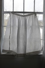 Apron Antique French White fine linen homespun fabric textile with old monogram