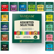 VAHDAM Tea Variety Pack - 15 Flavors Pyramid Tea Bags Assorted Tea Sampler ...