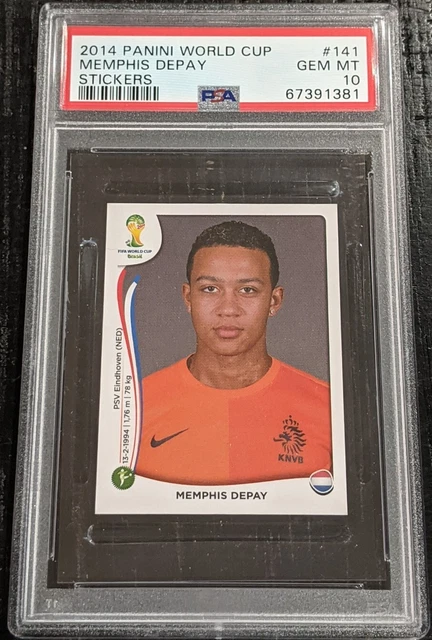 2014 Panini World Cup Brazil MEMPHIS DEPAY ROOKIE PSA 10 GEM MINT Stickers #141