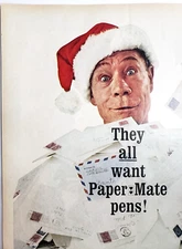 Paper Mate Pens Vintage Christmas Holiday Ad 1961 Writing Magazine Print Gift