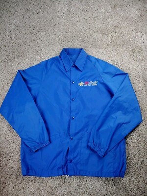 Vintage 80s Don Alleson Windbreaker Jacket Large Mens Blue Snap Front USA Made