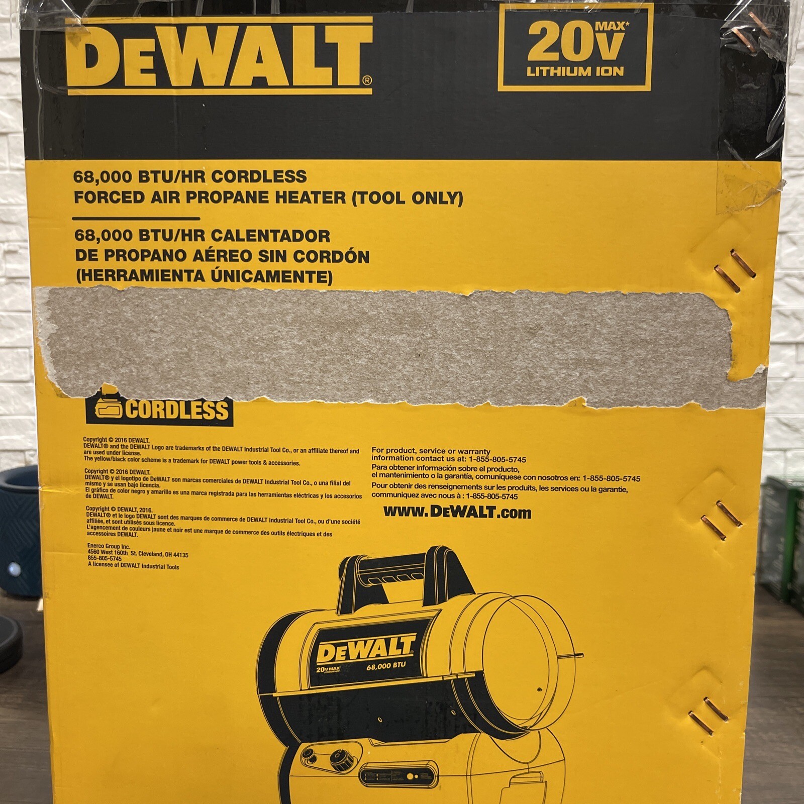 DEWALT DXH70CFAV 68,000 BTU Cordless/Hybrid Forced Air Propane Portable