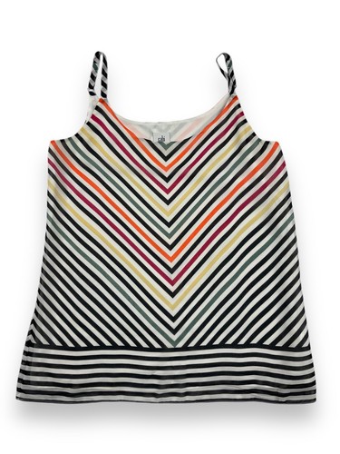 CABI Womens Tank Top Linea Size S Chevron Stripe Rainbow Sheer Adjustable Lined - Picture 2 of 9