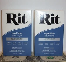 2 Boxes RIT Powder Dye Royal Blue 1-1/8oz All Purpose Fabric Clothes 2-Pack Lot