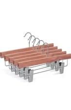10 TOPIA HANGER Pants Hangers, Wooden Skirt Hangers with Adjustable Metal Clips