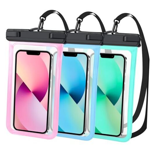 Waterproof Phone Pouch 3 Pack - IPX8 Waterproof Case for iPhone Pink+Blue+Green