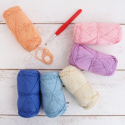 Threadart Crochet 100% Cotton Yarn Set | Pastel Colors | #2 Yarn 165 yd skeins