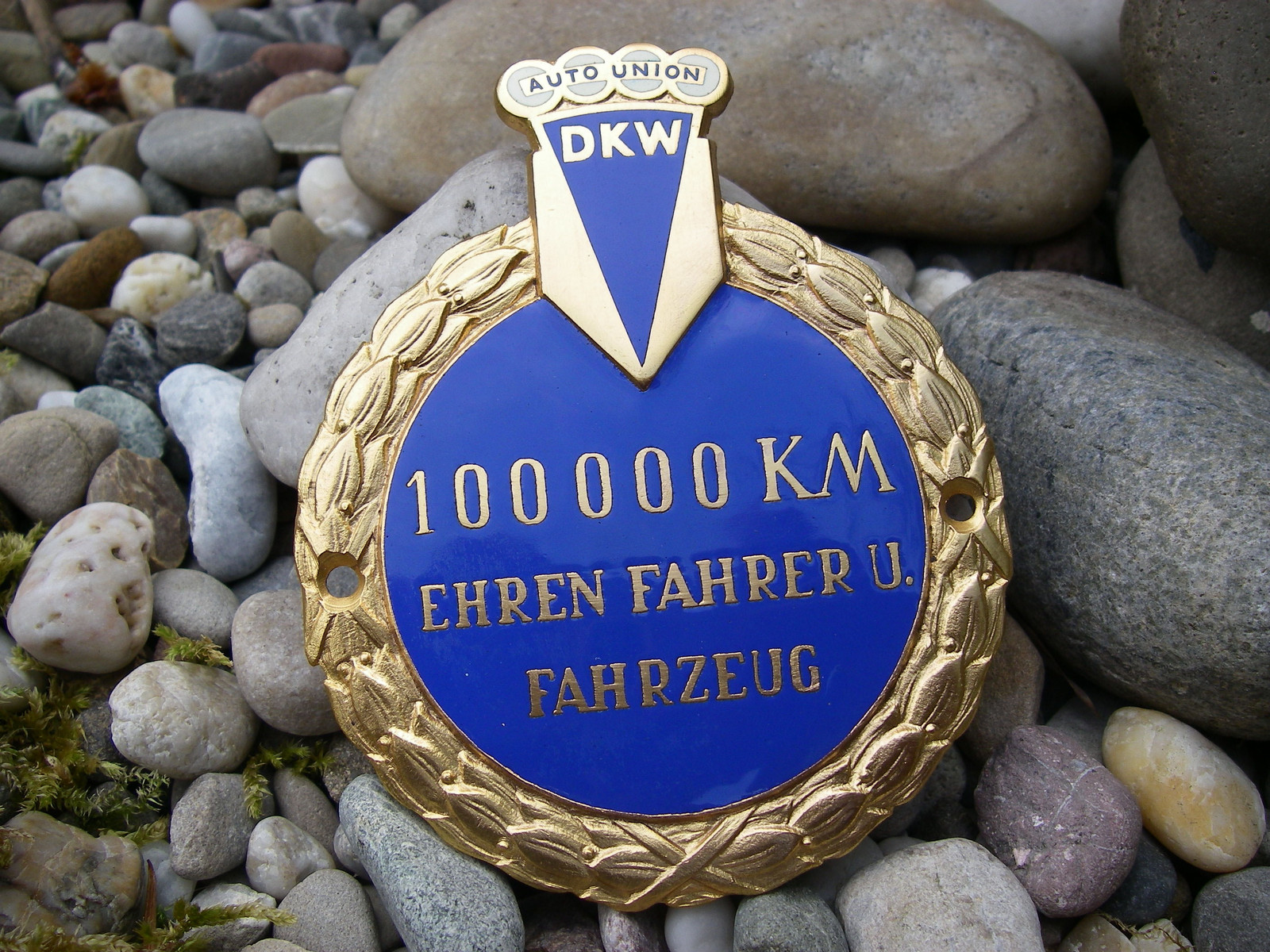 AUTO UNION DKW - 100.000 KILOMETERS MILEAGE Badge - honoring driver and ...