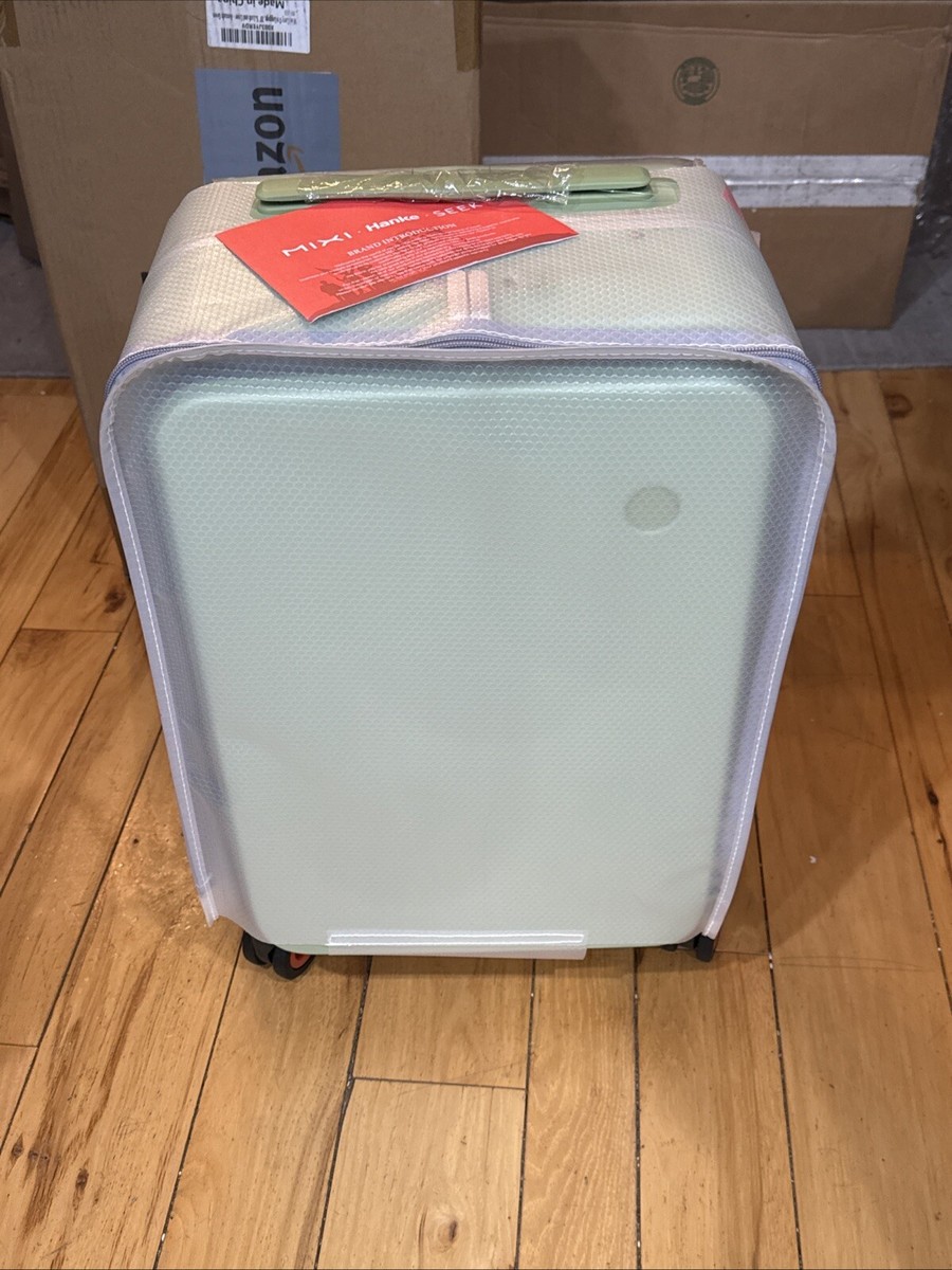 Mixi Carry On 20 Inch Travel Luggage Avocado Green Front Opening