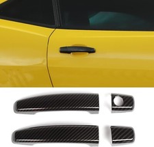 4x Carbon Fiber Print Exterior Door Handle Overlay Cover Trim Fits 10-15 Camaro