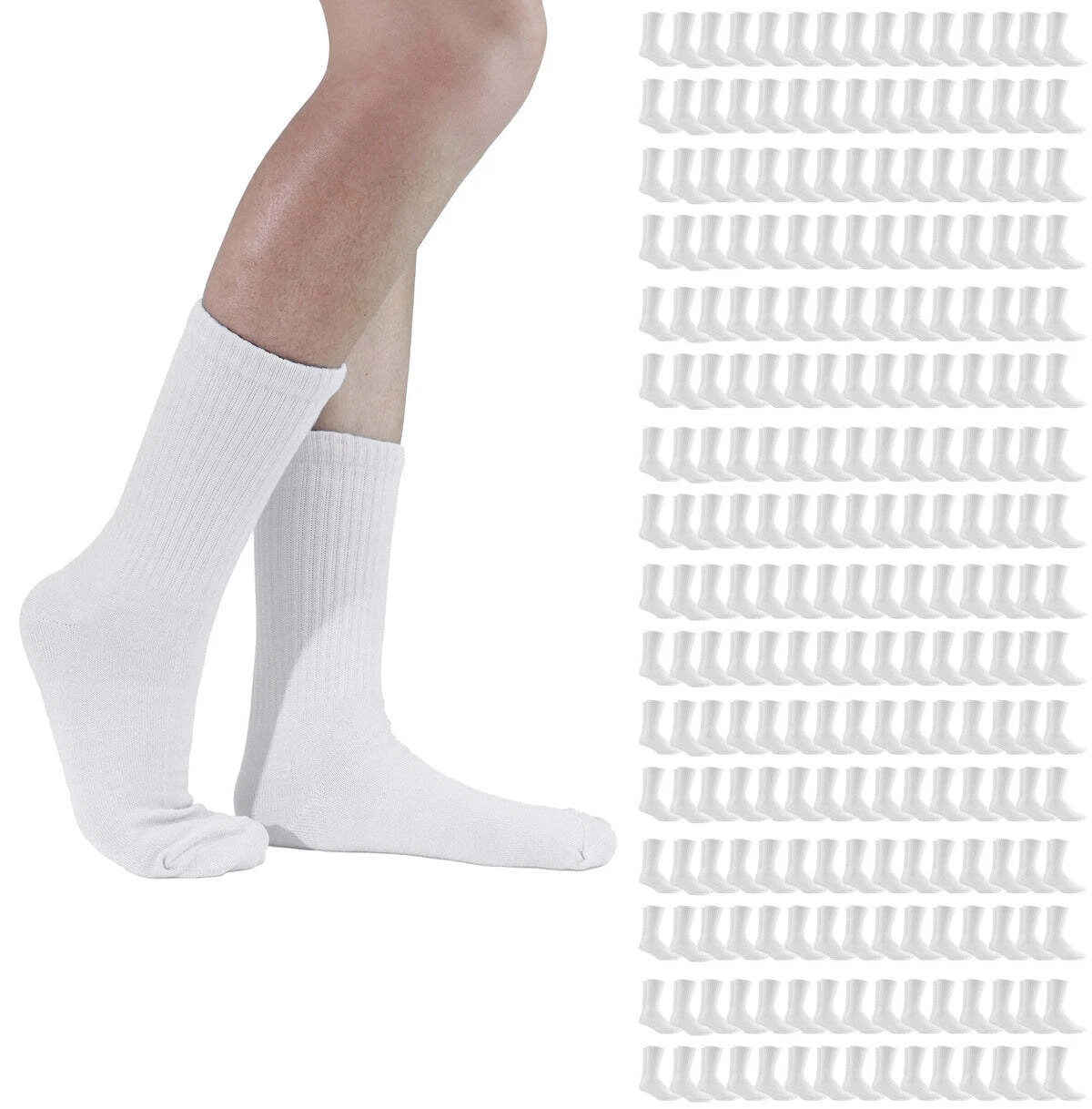 240 Units Women's Premium Cotton Crew Socks White Size 9-11 - Womens Crew Sock