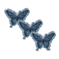 3pcs Blue Denim Butterfly Patches for Clothes with Fringe - Iron on Patches for