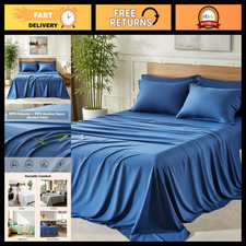 6-Piece Cooling King Sheet Set - Soft Bamboo Rayon, Breathable Eco-Friendly