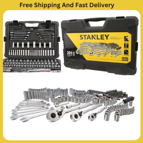Stanley 201-PC Mechanics Tool Set Sockets Wrenches Screwdriver Durable Case NEW