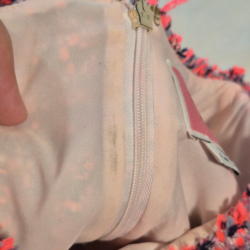 ABITO KATE SPADE TWEED ROSA PLAID ORLI ARRUFFATI E COLLETTO METALLIZZATO Tg 6 - Foto 7 di 18