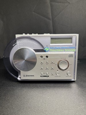Emerson CKD2330 AM/FM CD Stereo Clock Radio W Swing Door - Plays & Door Works