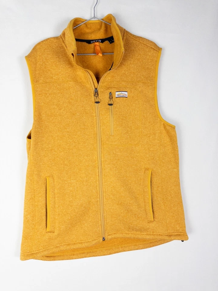 Chaleco Orvis Cremallera Completa Para Hombre L Amarillo Polar Exterior Bolsillos Poliéster Foto 2 de 4