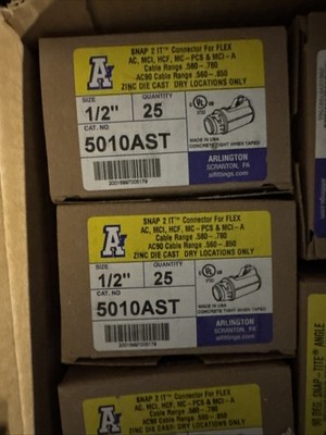 ARLINGTON CONNECTOR FOR FLEX  1/2 5010AST  1  BOX OF 25