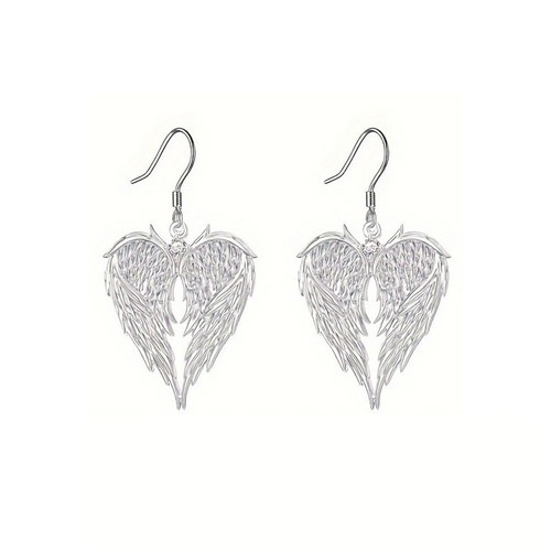 Silver Alloy Necklace with Heart Wings Pendant 45 to 50cm European Design - Picture 4 of 14