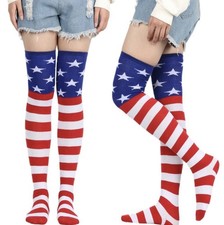 4th of July American Flag Thigh High Socks Over the Knee High Stockings Holiday