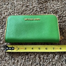 MICHAEL KORS Green Zip Around Wallet : NWOT