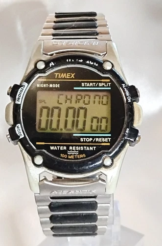 Vintage Timex Atlantis 100 Men's Watch 40 mm Indiglo Works Great Original Band