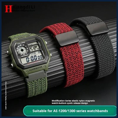Elastic nylon Watchband For Casio A158 A168 f91w AE-1200WHD/A159/A169 AE1200