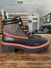 Michael Kors Turner Black/Brown Lace Up Leather Bootie women Size 10