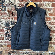 Carhartt Puffer Vest Rain Defender Mens 2XL Black Zip Up Relaxed - logo