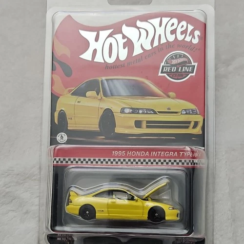 Hot Wheels Red Line Club 1995 Honda Integra Type R Yellow Diecast Car with Case