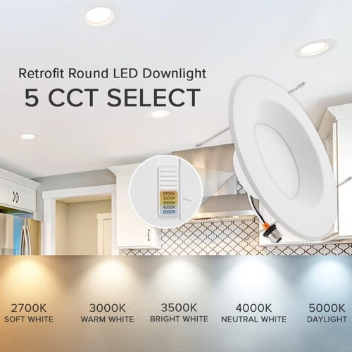 5/6 Inch 5CCT Retrofit LED Recessed Ceiling Lighting Dimmable,Baffle Trim,1050LM - Picture 3 of 22