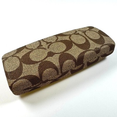 Coach Signature C Monogram Hard Shell Eyeglass Case Brown Tan Canvas CLEAN CHIC