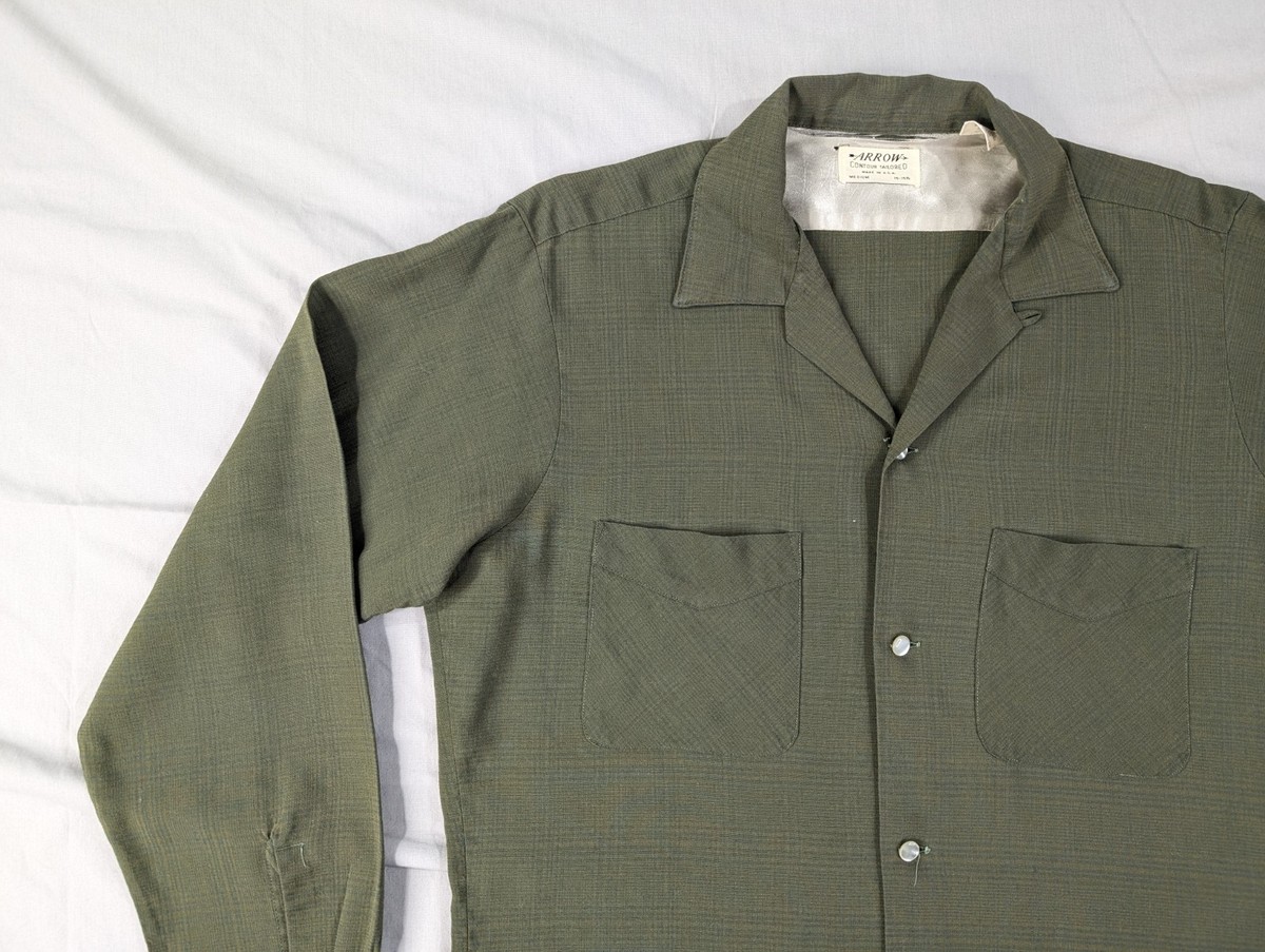 トップス 70's arrow Vintage shirt usa Vintage 70s Arrow Kent Collection White Yellow Perforated
