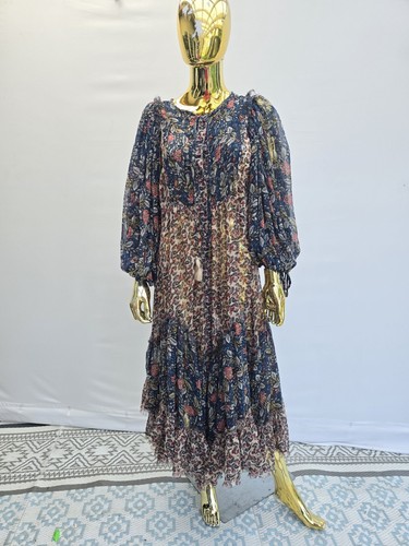 Maxi Vestido Free People Estelle Talla S Gasa Floral Azul DEFECTOS - Imagen 2 de 16