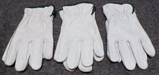 Lot of 3 Pair 100%  Leather Work Gloves RN 67368 Size Medium