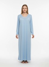 langes Nachthemd Sleepshirt Damen Bigshirt  Pyjama Langarm 6586