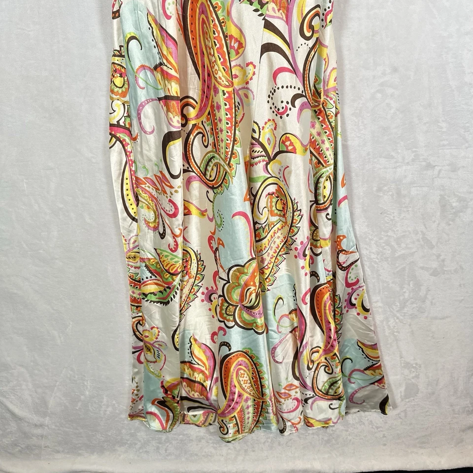 Vintage Jodi Kristopher Dress Juniors 5 Paisley Satin Slip Beaded Maxi Fairy Y2K - Image 4 of 4