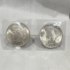 Peace Dollar 1922 & 1923 $1 Silver Coins Lot, Circulated, 0.9 Fineness