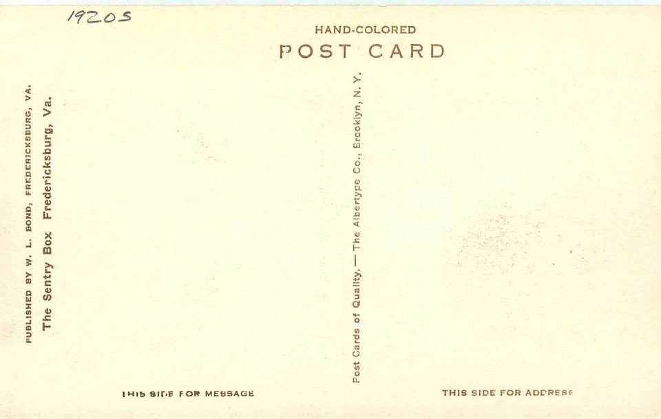 1920s Fredericksburg Virginia Sentry Box HC Albertype Postcard 25-11370 - Image 2 of 2