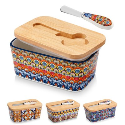 vancasso SIMI Butter Dish with Lid, 6.5'' Large Butter Dish for Countertop, Bohem