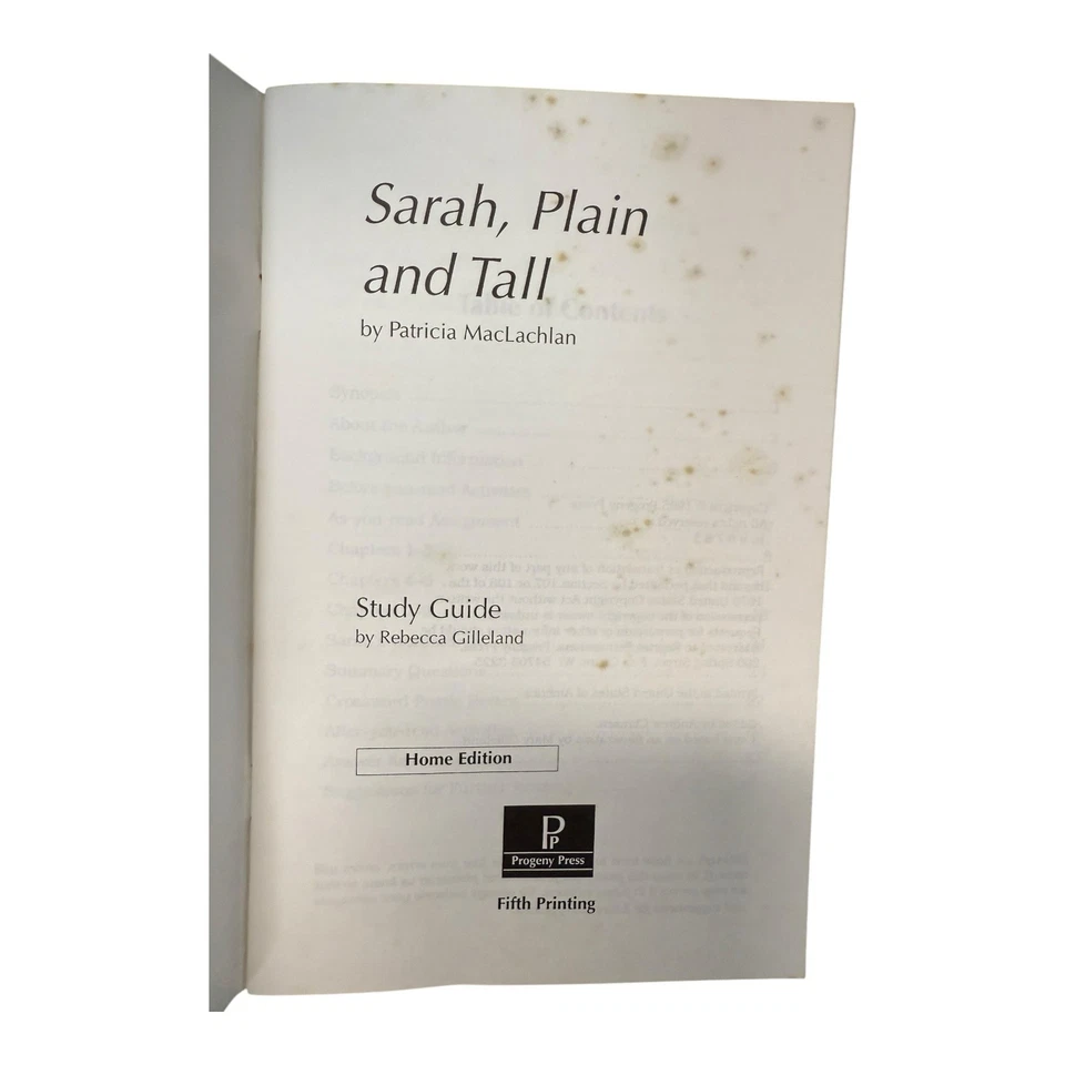 Sarah, Plain and Tall Study Guide Home Edition~1995 Progeny Press #207H P5 14 - Image 2 of 4