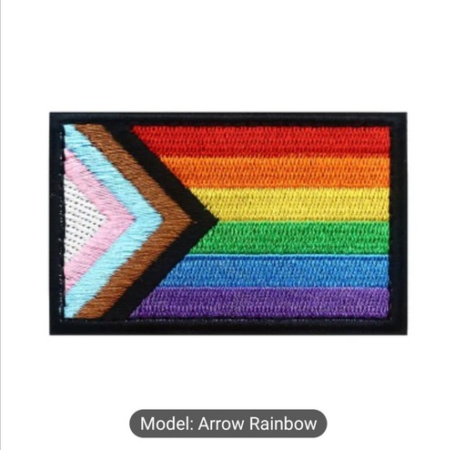 Regenbogen Gay Queer LGBTQIA + BLM Progress Pride Flagge bestickt Klett Patch - Bild 1 von 2