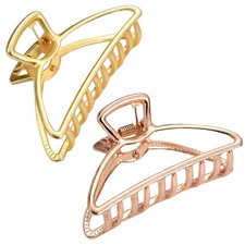 2 Pack Metal Hair Claw Clips, Gold, Rose Golden, Barrette, Clamp, Jaw, Women