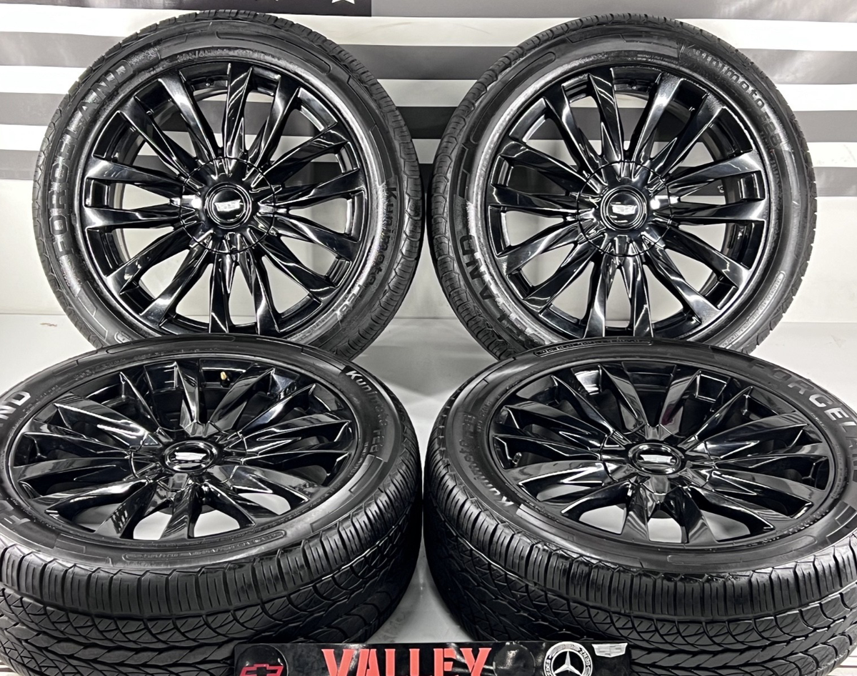 22INCH OEM CADILLAC ESCALADE RIMS/TIRES 6X139MM GLOSS BLACK 305 45
