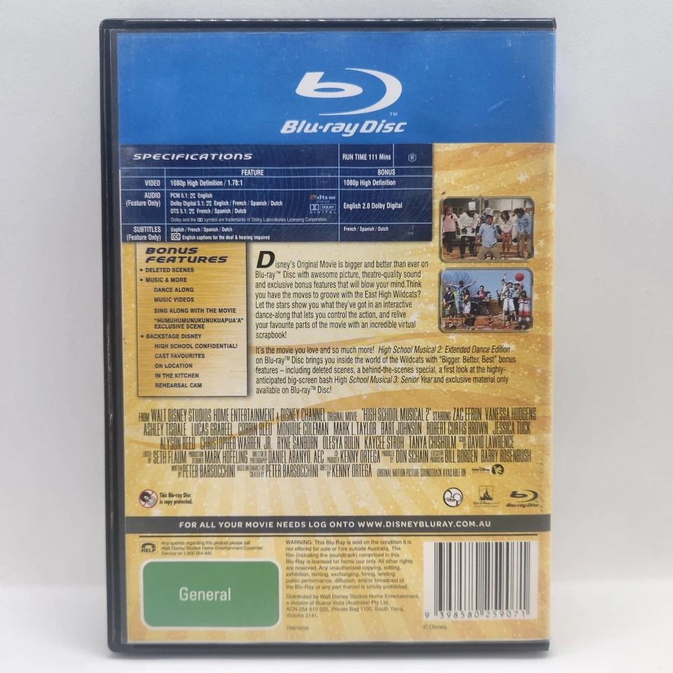 High School Musical 2 - Extended Dance Edition (2007) *Good Condition* Blu-ray - Image 3 of 3