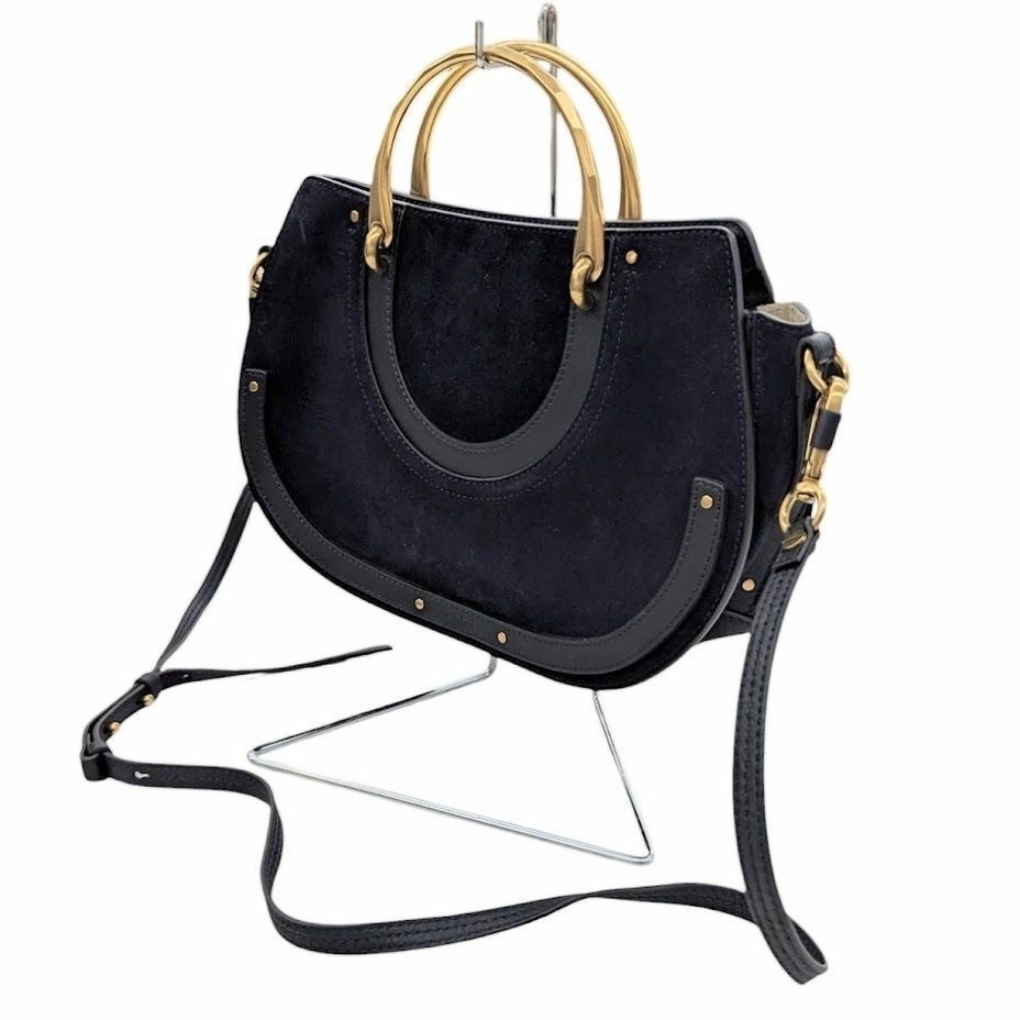 Chloe Pixie Navy Suede Leather Shoulder Bag Cross… - image 1