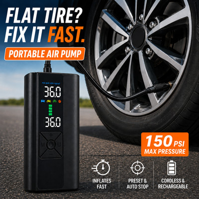 Portable Air Pump Tire Inflator Air Compressor for Car Tires Cordless 150PSI
