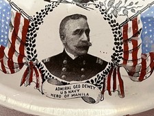 Navy Admiral George Dewey Glass Paperweight Spanish American War Manila Bay