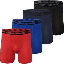 New Balance Performance Boxer Brief Underwear Clothing - 4 Per Pack S M L XL