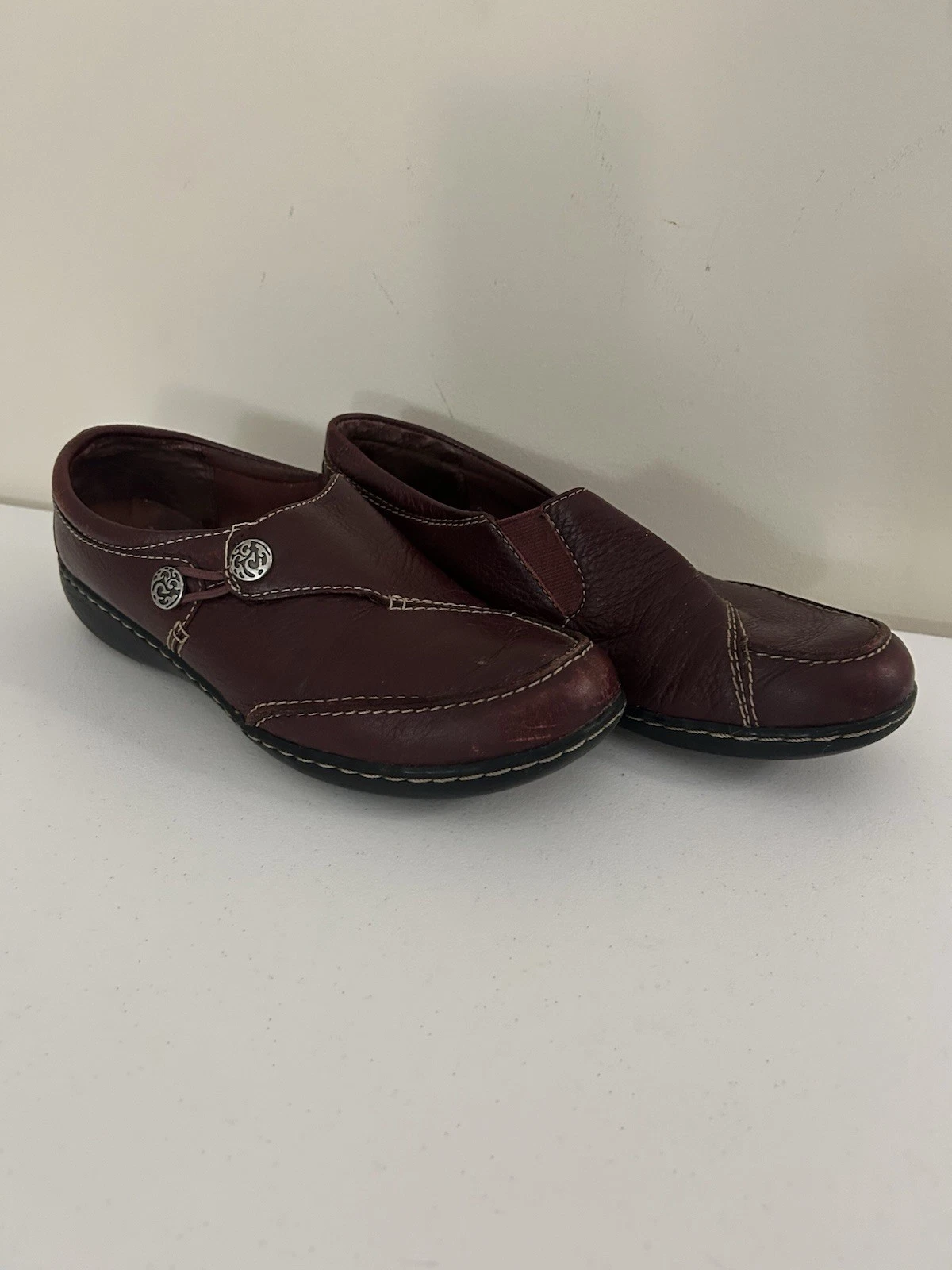 Mocassini Clarks donna Ashland Lane Q slip on marrone taglia 7 5 M comodi in pelle